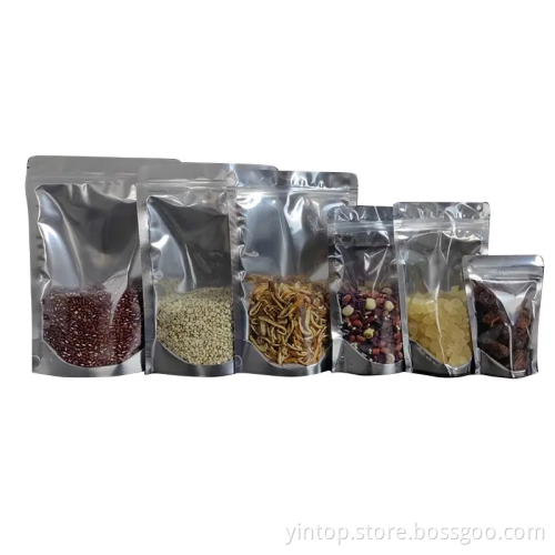 Reusable Resealable Ziplock Zipper Seal Food Storage Stand Up Pouch Silver Vacuum Aluminum Foil 5 Gallon Mylar Bags With Labels
